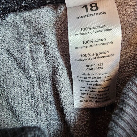 Carter's All Cotton Gray Baby Sweat Pants With Drawstring Waist sz 18 mo. - Picture 3 of 5